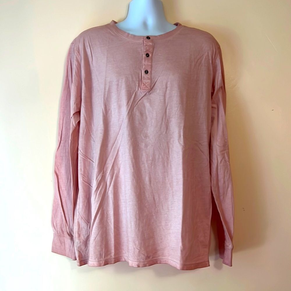 Threads 4 Thought Salmon Long Sleeved Henley Shirt Sz XXL